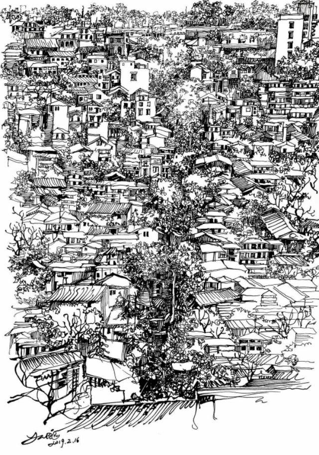 9,刘思远的钢笔速写重庆十八梯