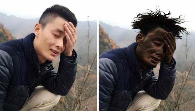 恶搞ps:求大神帮我兄弟p出古惑仔的感觉,大神:小意思