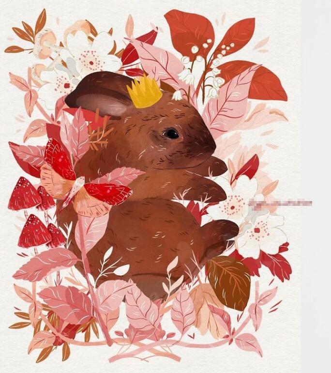 一组超可爱的动物手绘插画