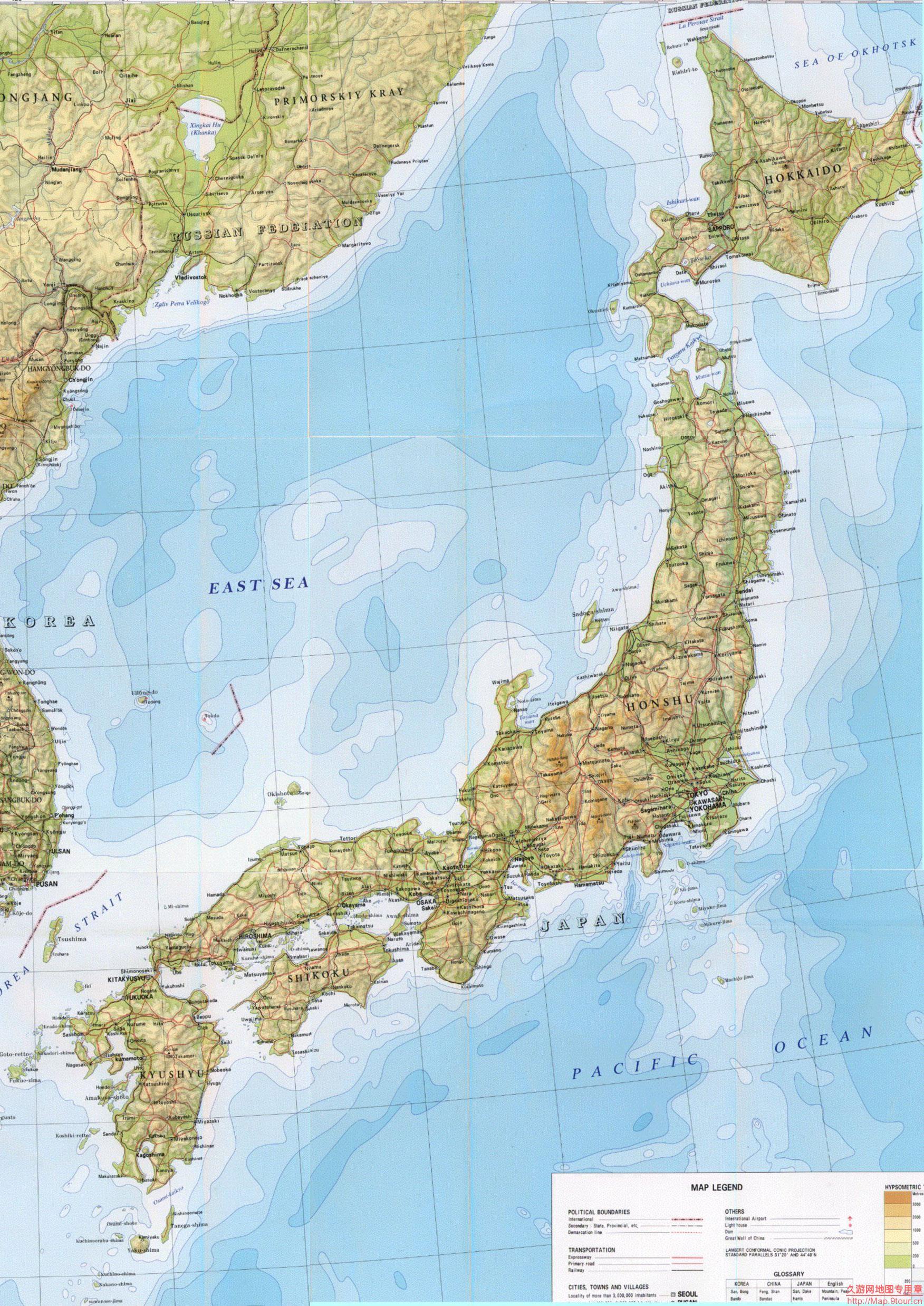 日本地形地势图图片