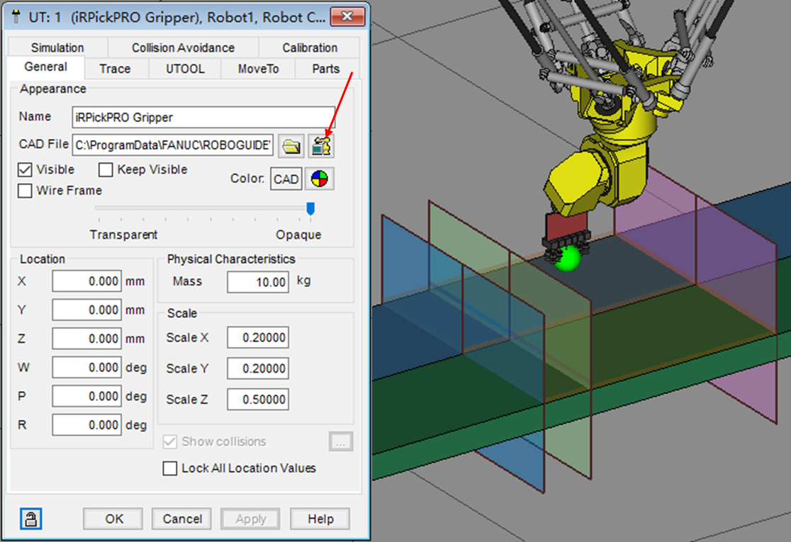 左侧浏览树中点击roboguide快捷属性栏,依次展开"robo