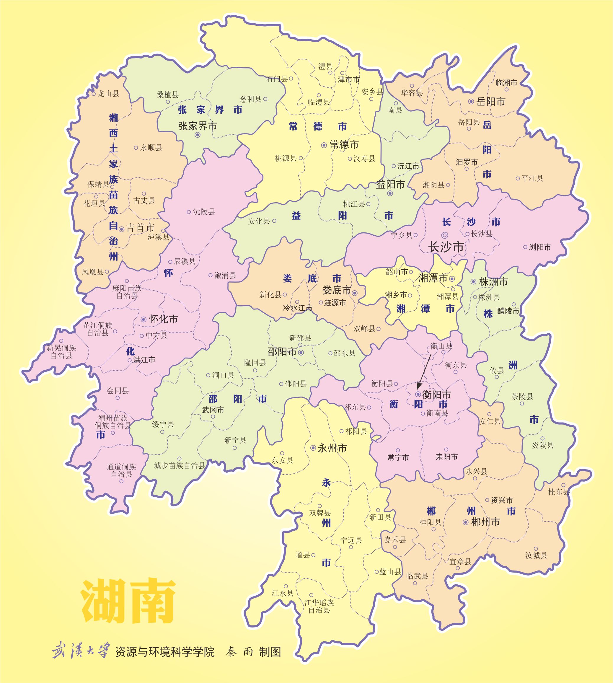 湖南县城分布图图片