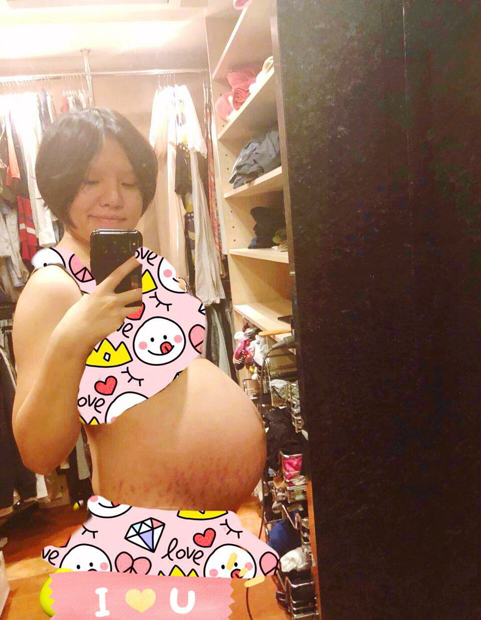 卓依婷怀孕大肚子照片图片