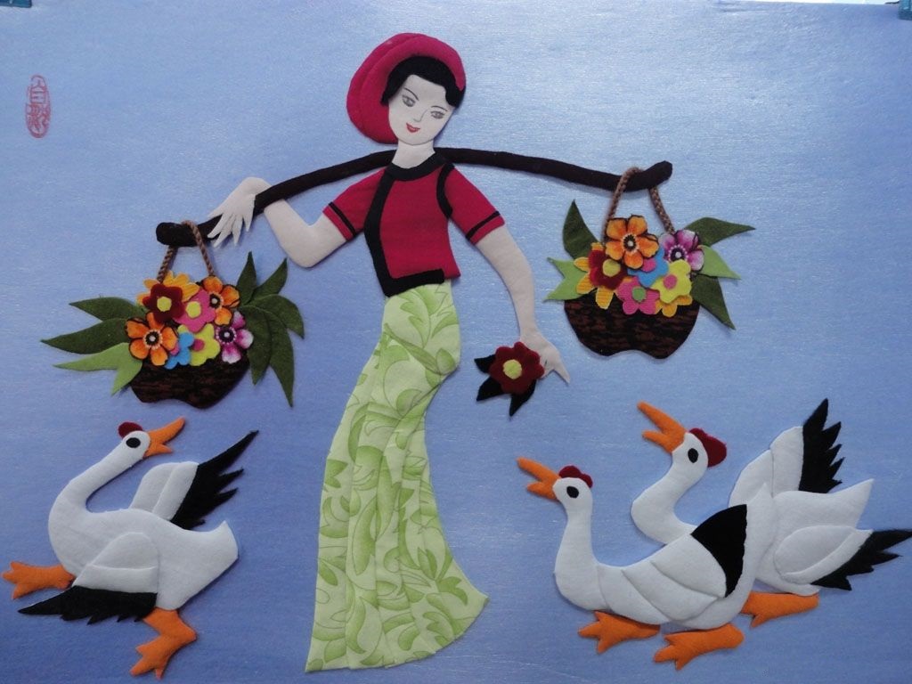 阳新布贴画,一朵来自于民间朴素的山茶花