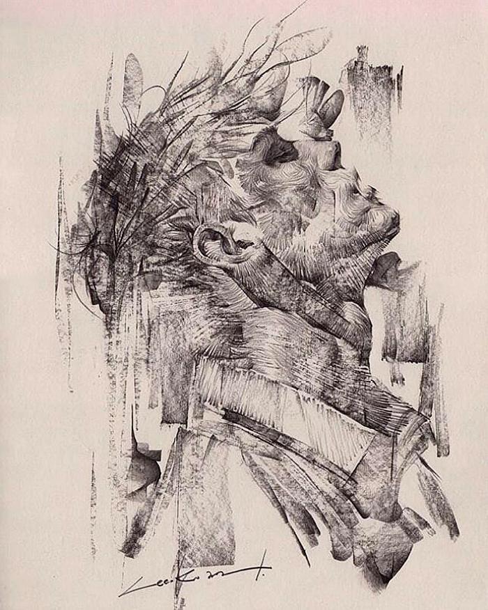 充满力量感的人像铅笔画素描艺术 素描还可以画真漂亮