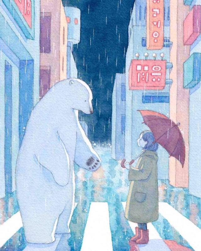 治愈系插画如心理学书籍,可以带给人舒缓的节奏,清新的故事情节