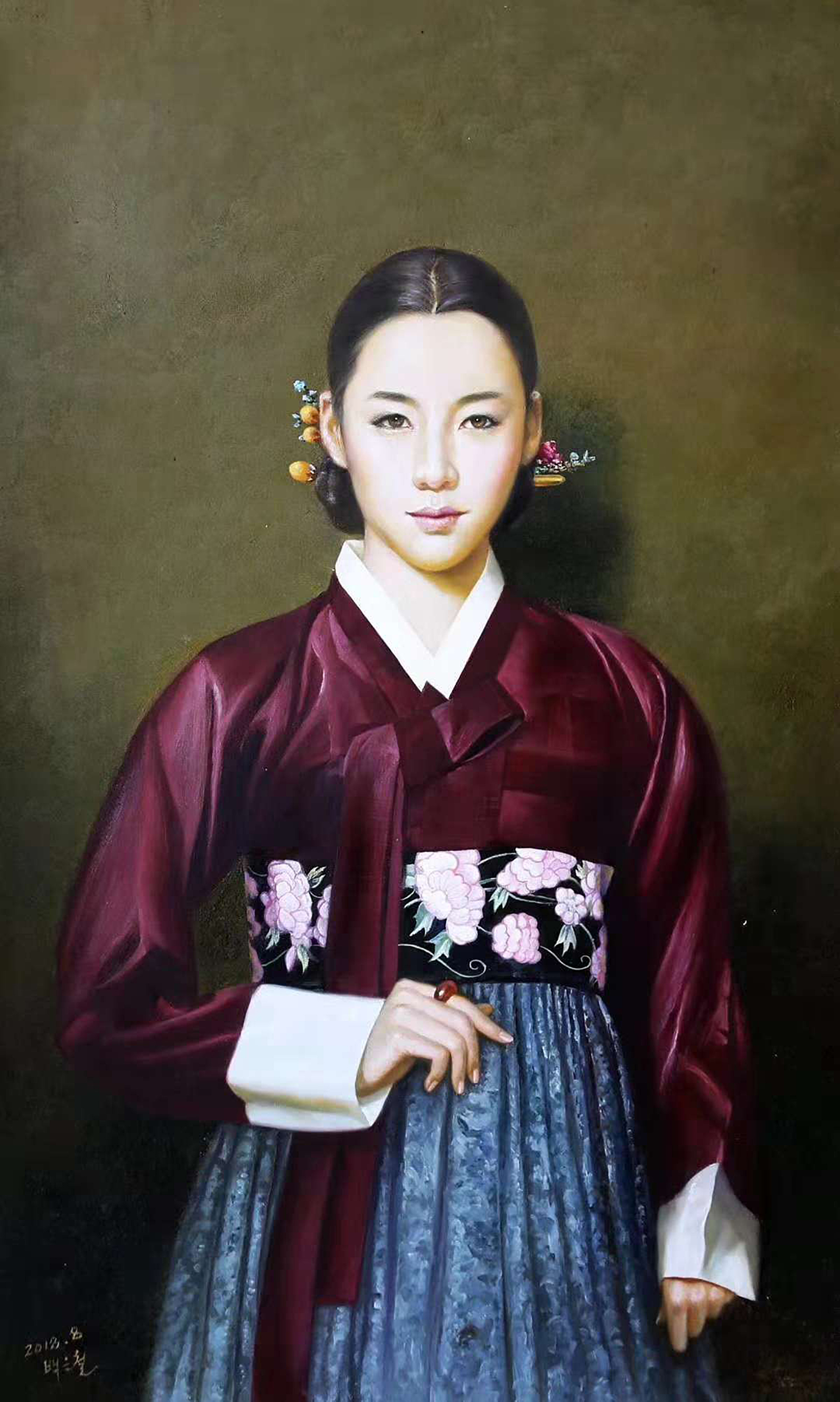 朝鲜风情人物油画,作者:白恩哲,115*70 转载自百家号作者:8彩虹画室