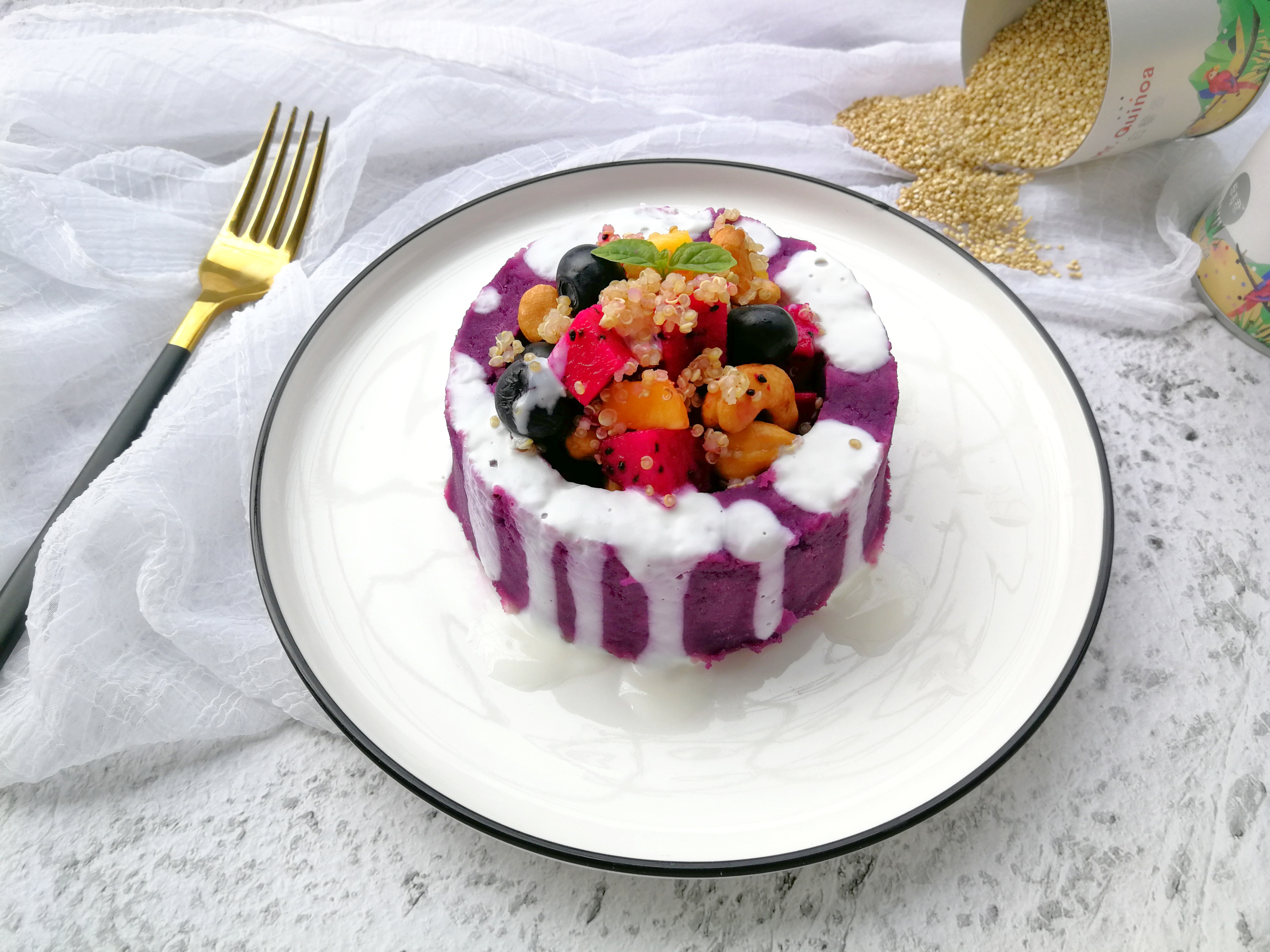 低卡又管饱的藜麦紫薯沙拉,无油无糖,健康营养,夏天减肥就吃它