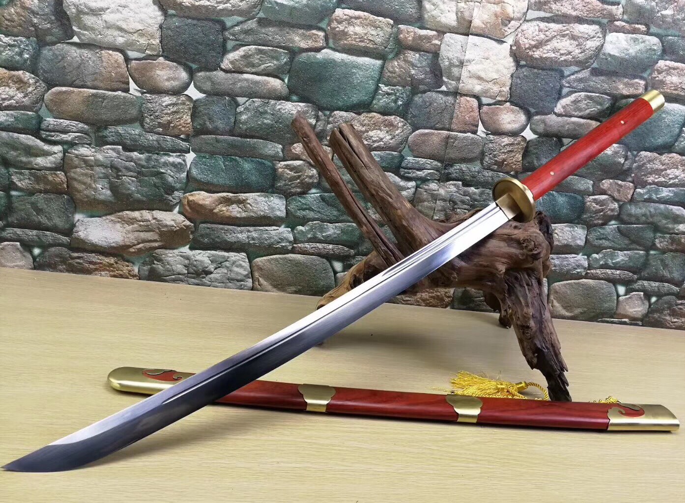 「鉴赏」高性能铜装红木斩马刀-凝夕