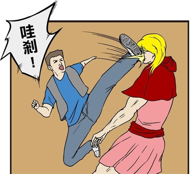 打跑大灰狼之后,大红帽依然愤愤不平:哼!我要打到你把奶奶吐出来为止!