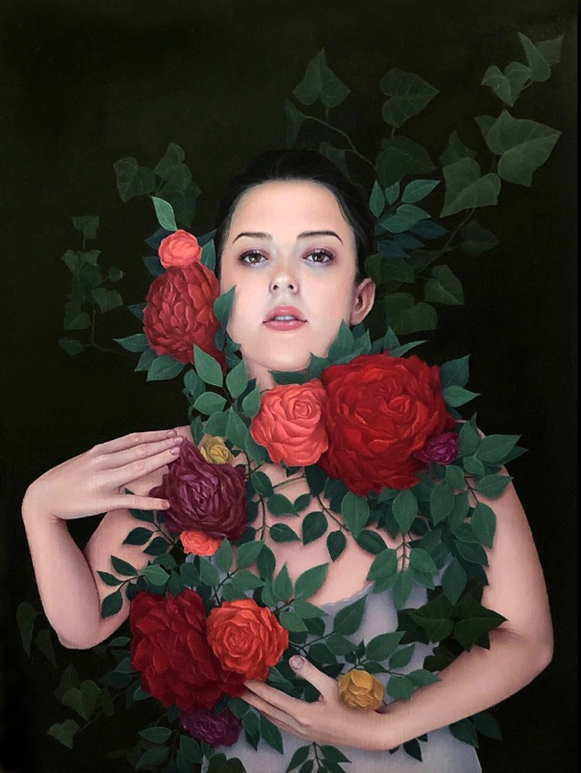 插画:艺术家amy katherine minchew作品-花与美女两相宜