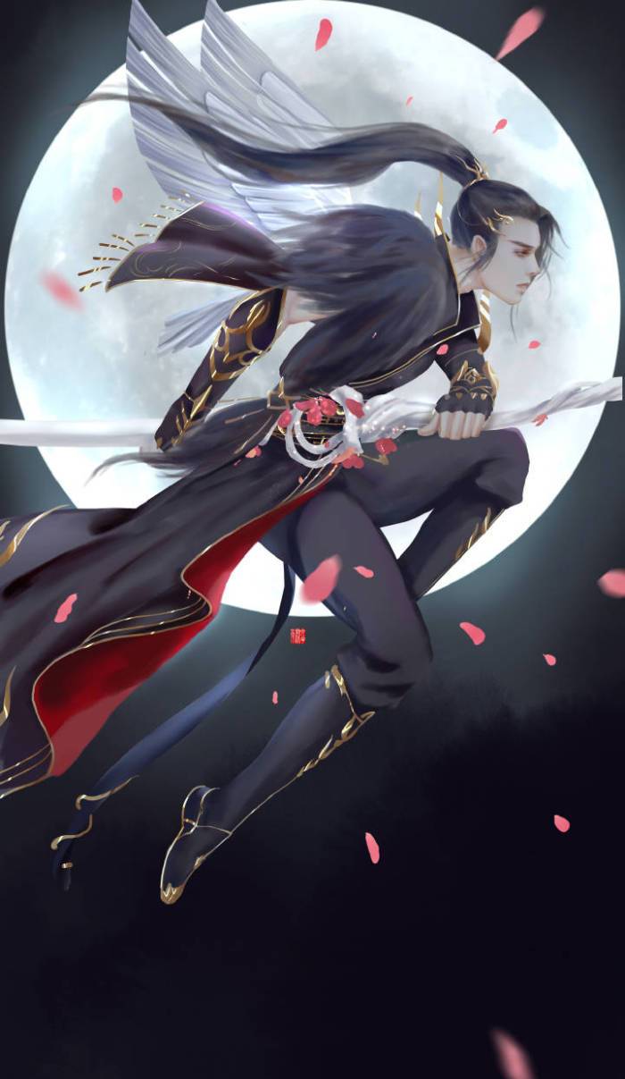 非常有意境的古风人物插画"侠客奔月图"浓浓国风元素飘逸俊美!