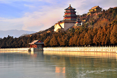 北京,冬日的颐和园美丽的风景