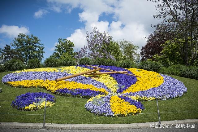日内瓦的大花钟位于莱芒湖畔的英国花园之中,每个季节都会用不同的