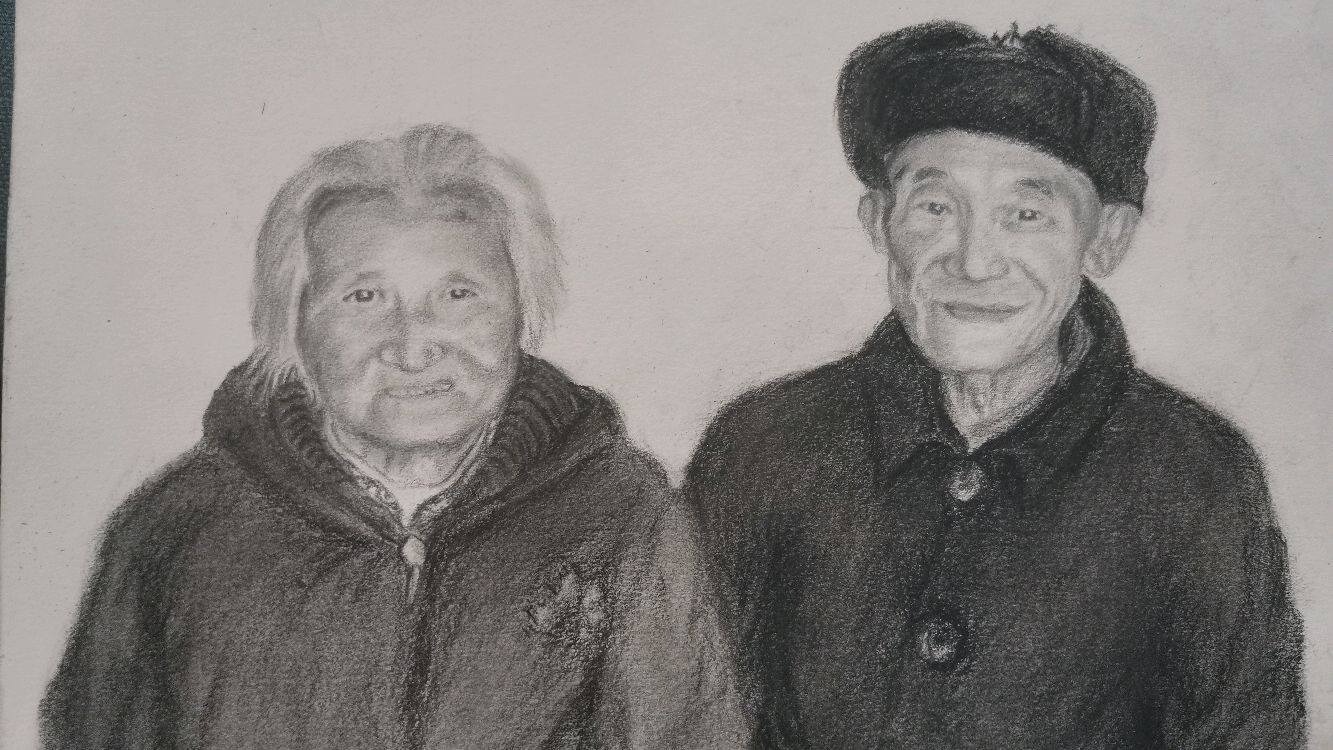 今天画的外婆 外公