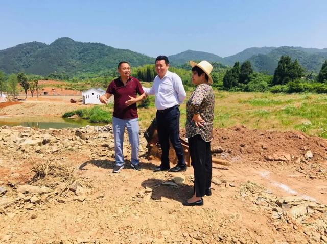 崇阳县委副书记程冰野等到石城西庄调研牡丹小镇建设情况