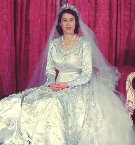 英国女王结婚照图片