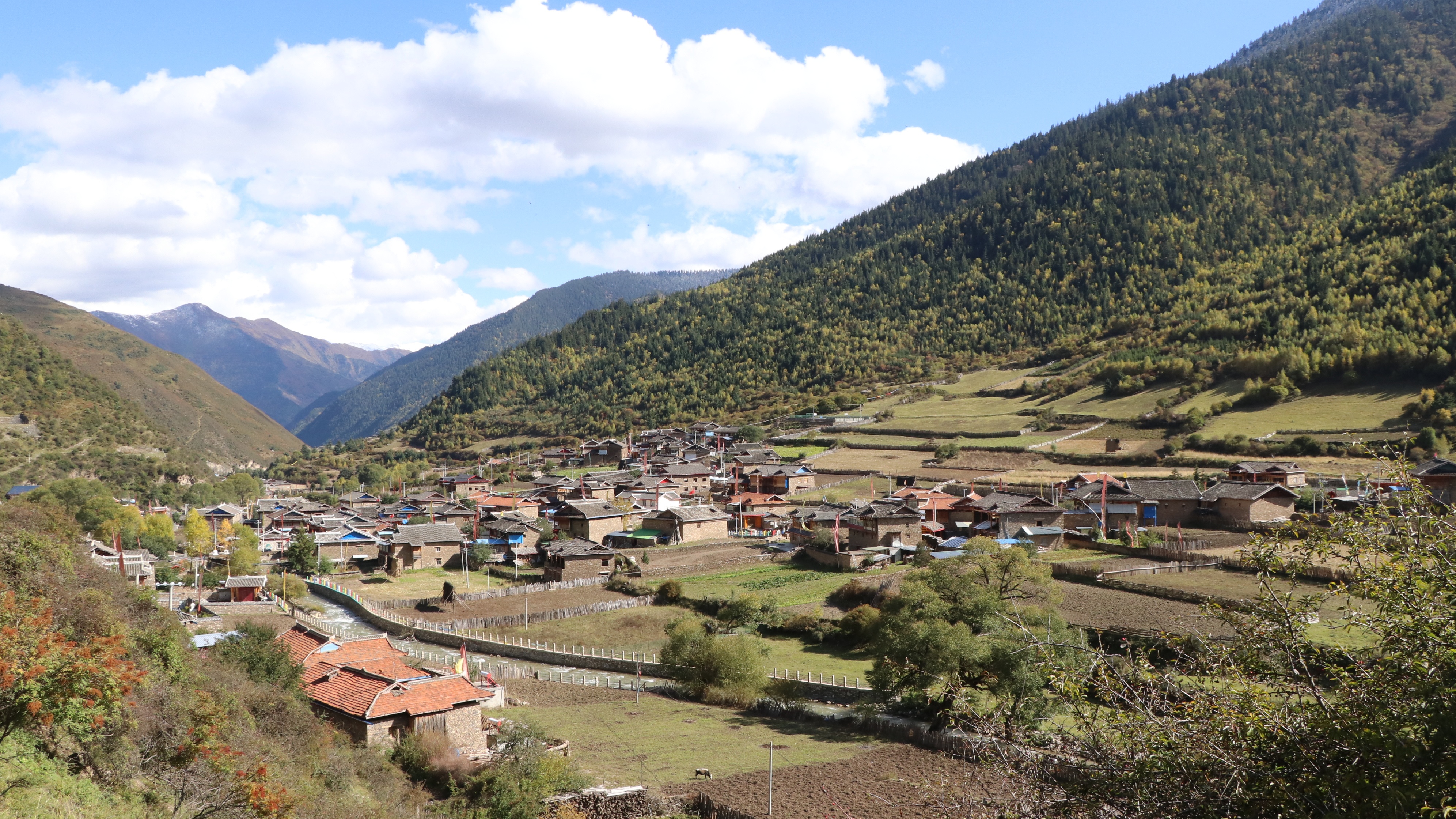 四川松潘县:脱贫村寨展新颜 爱洒雪域新藏寨