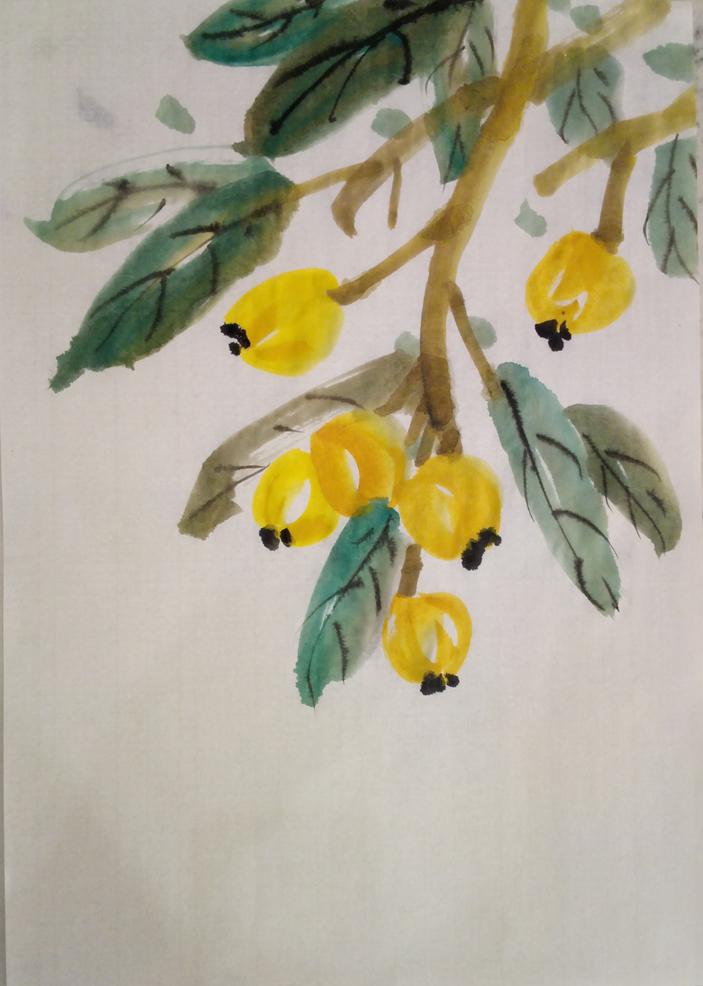 儿童水墨画教学课件:如何画一束枇杷(含绘画步骤图)