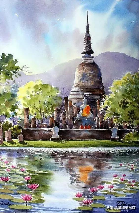 异域风情的建筑水彩画