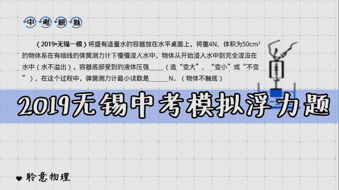 [图]物理中考，2019无锡一模浮力题，中考还是基础题、中档题居多