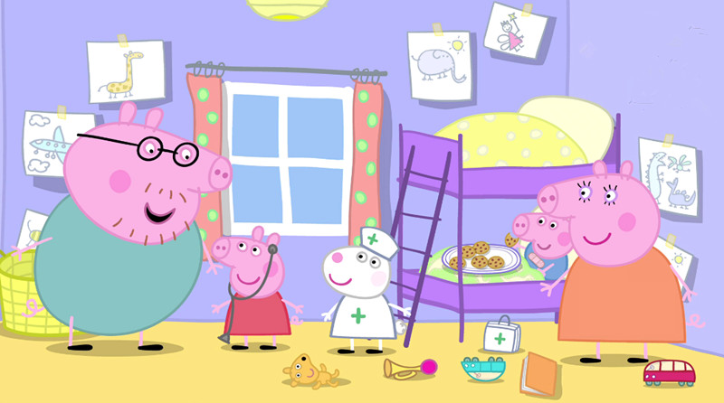 小猪佩奇:佩奇一家人和好朋友苏西一起玩游戏,全家可开心了!
