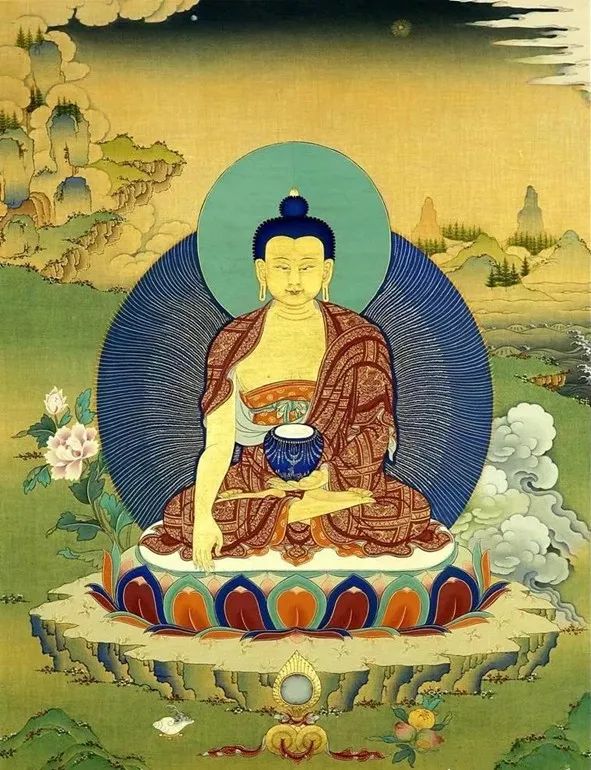 慈悲的佛陀帮比丘缝补袈裟