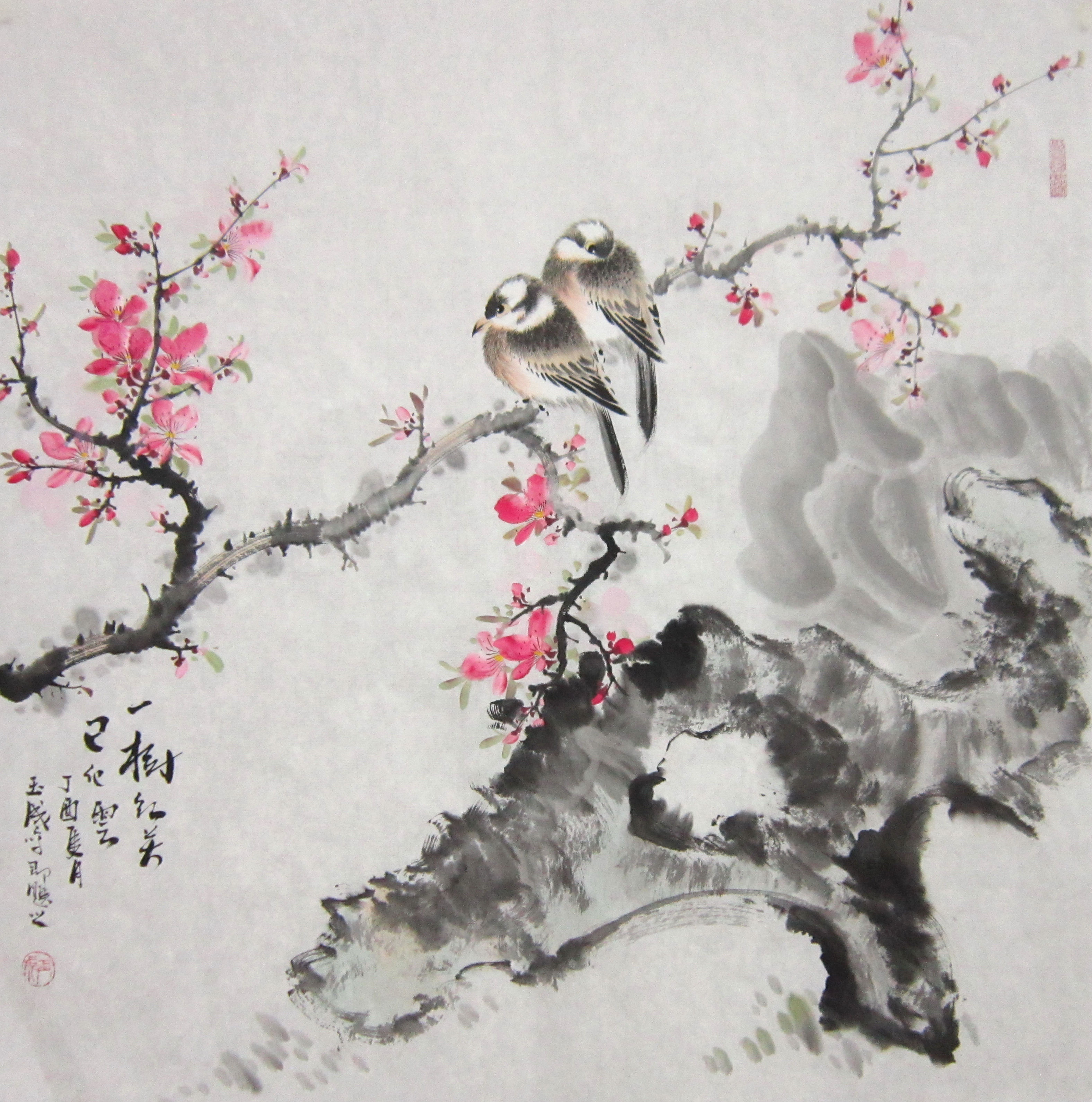 「静听秋声」花鸟画家邓玉成作品