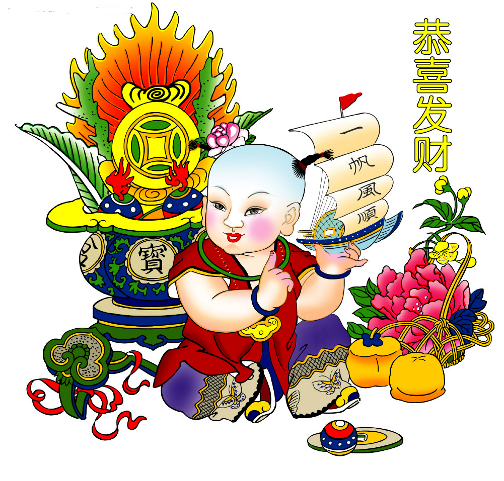 中国传统年画的著名版画地: 1,中原文化代表:开封朱仙镇木版年画.
