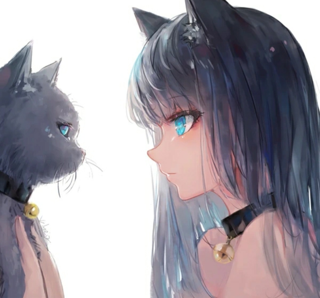 二次元动漫美图:萌系少女,浅蓝色眼眸,夏日炎炎,冬日