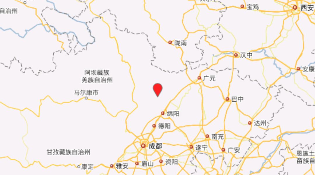 四川绵阳市北川县2.9级地震,成都有震感!