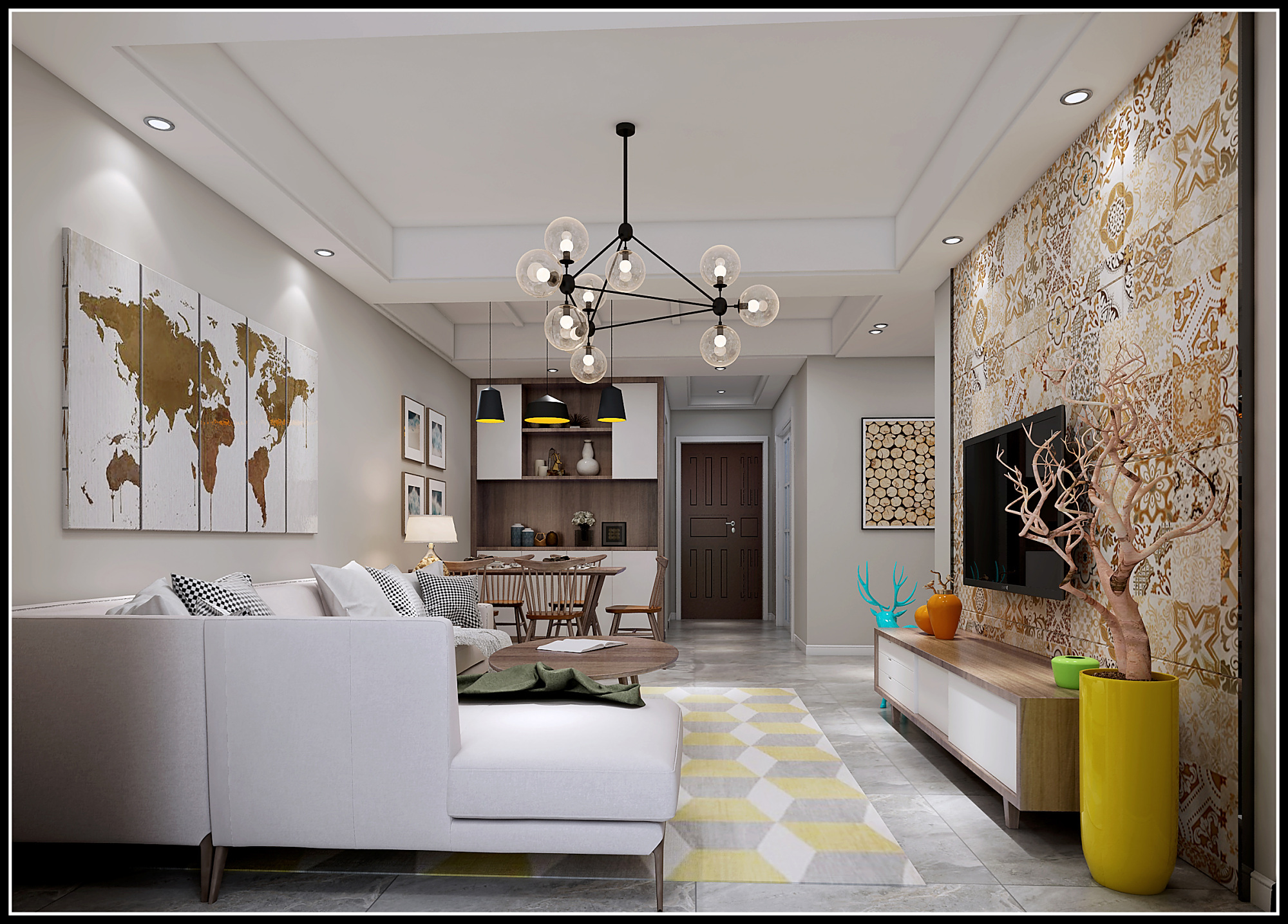 北欧风格三居室装修案例,110平米的房子装修多少钱?-无锡孔雀城装修