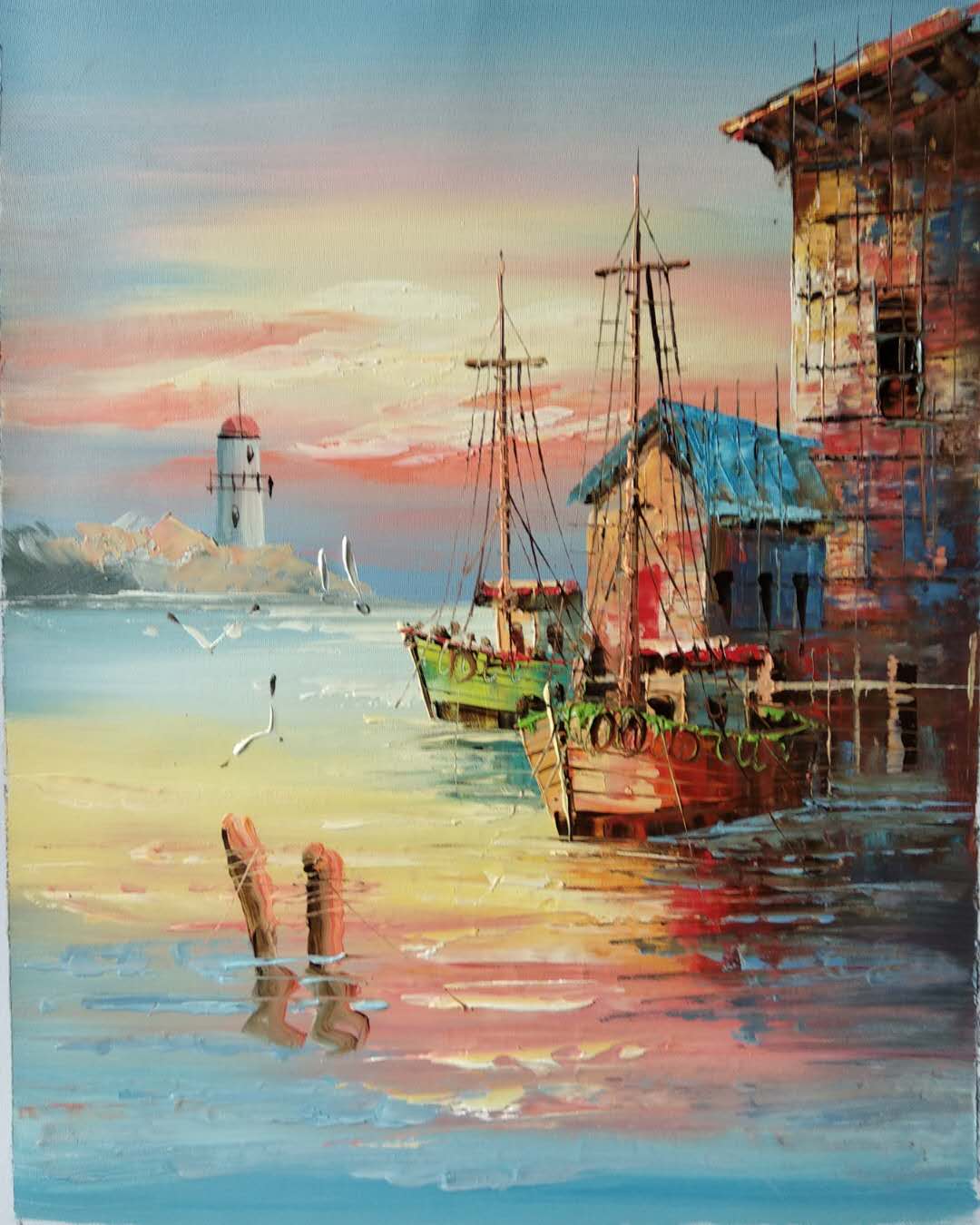 油画行画开稿 欧式风景油画