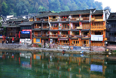 湖南省湘西土家族苗族自治州凤凰古城,景色宜人