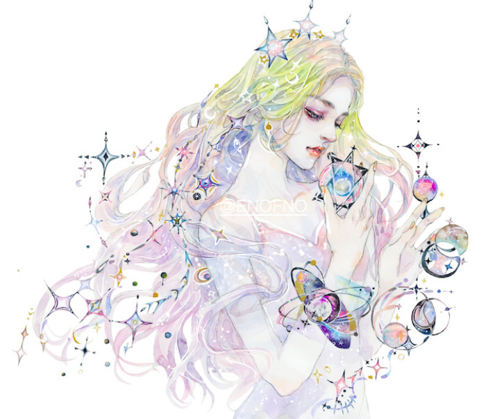 插画师enofno作品:《幻尘》凤眉明眸,顾盼流离间皆是勾魂摄魄