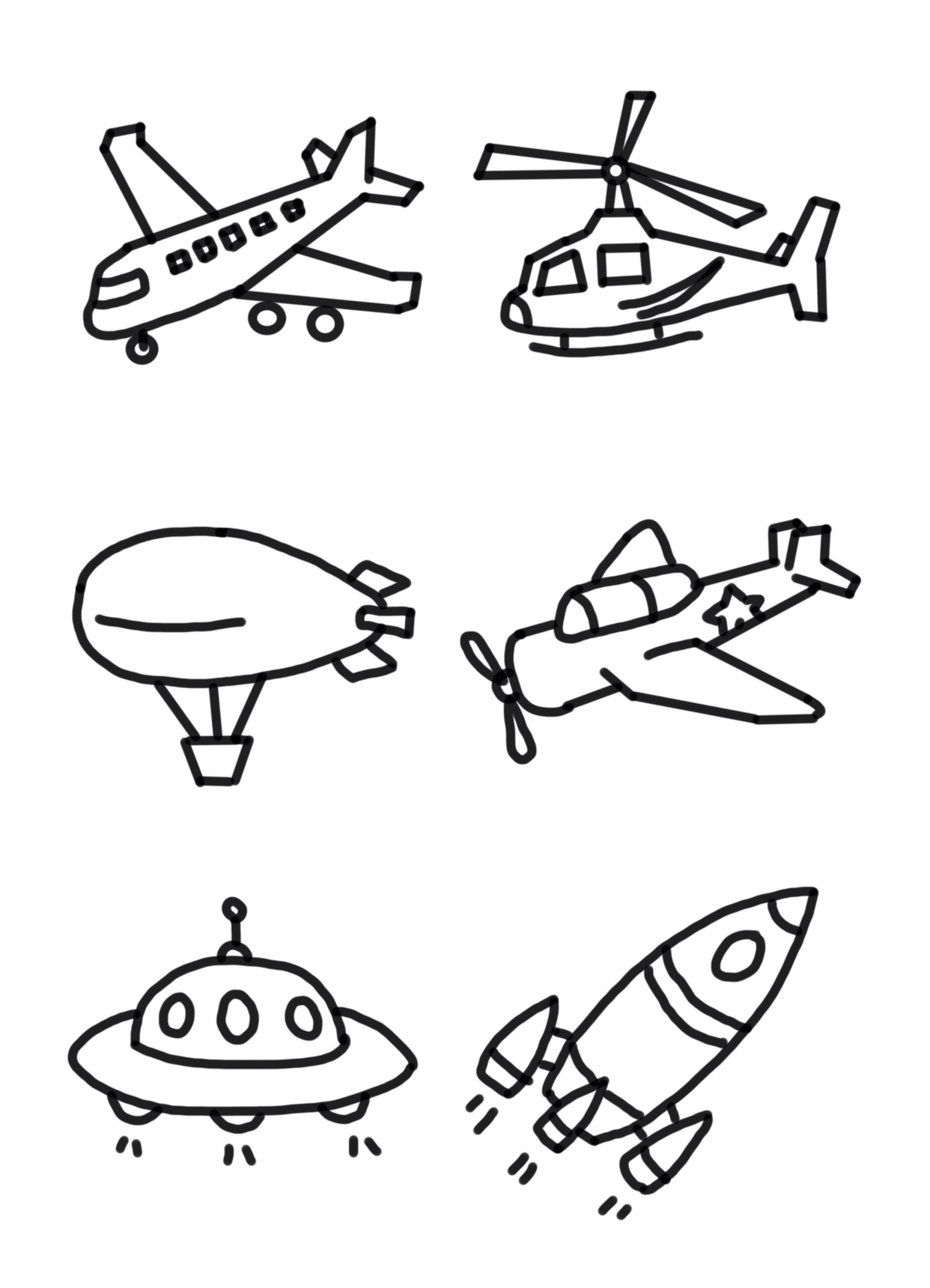 飞机交通工具卡通简笔画7
