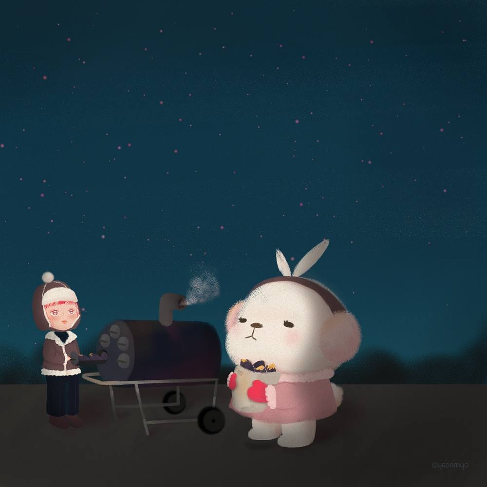 插画:超级萌的小兔子,太可爱了-韩国yeonmyo