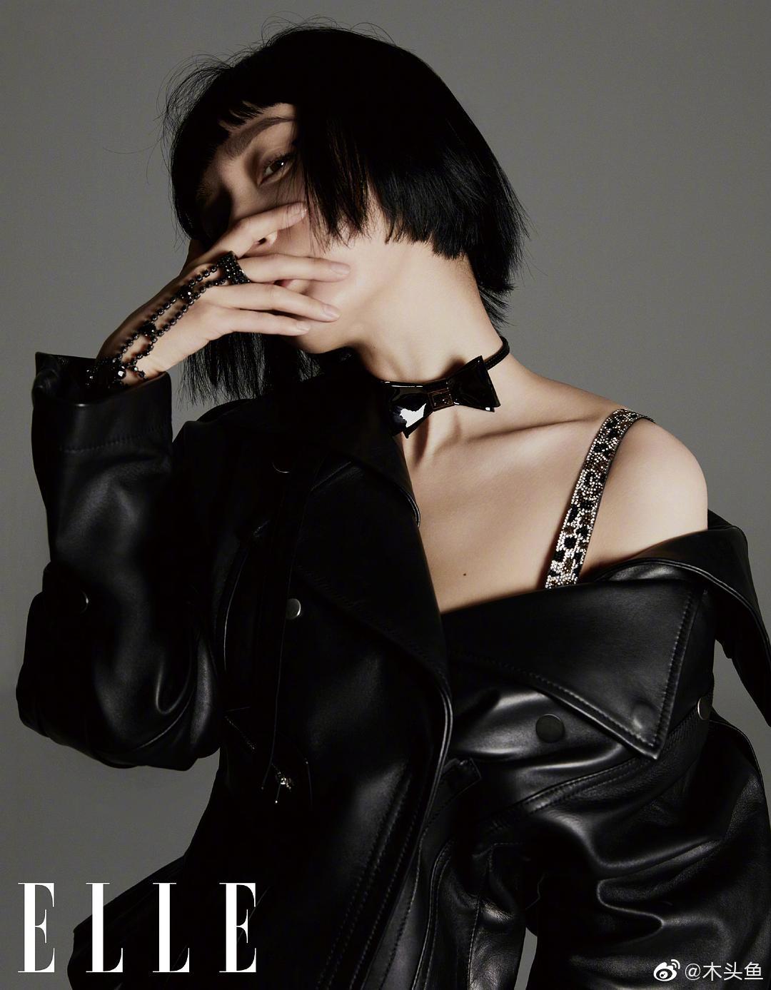 杨幂《elle》6月刊双封面短发造型鬼马精灵可爱又性感