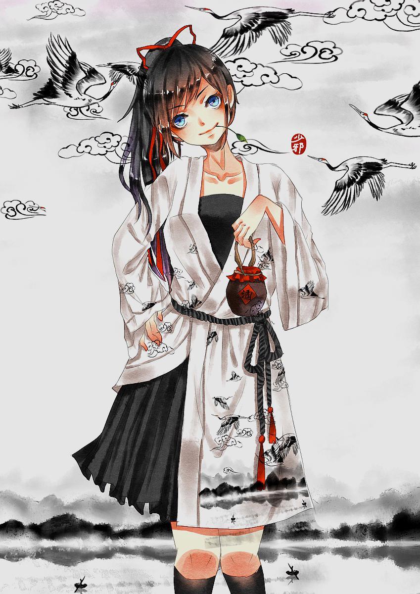 中国风可爱漫画少女:绣罗衣裳照暮春,蹙金孔雀银麒麟