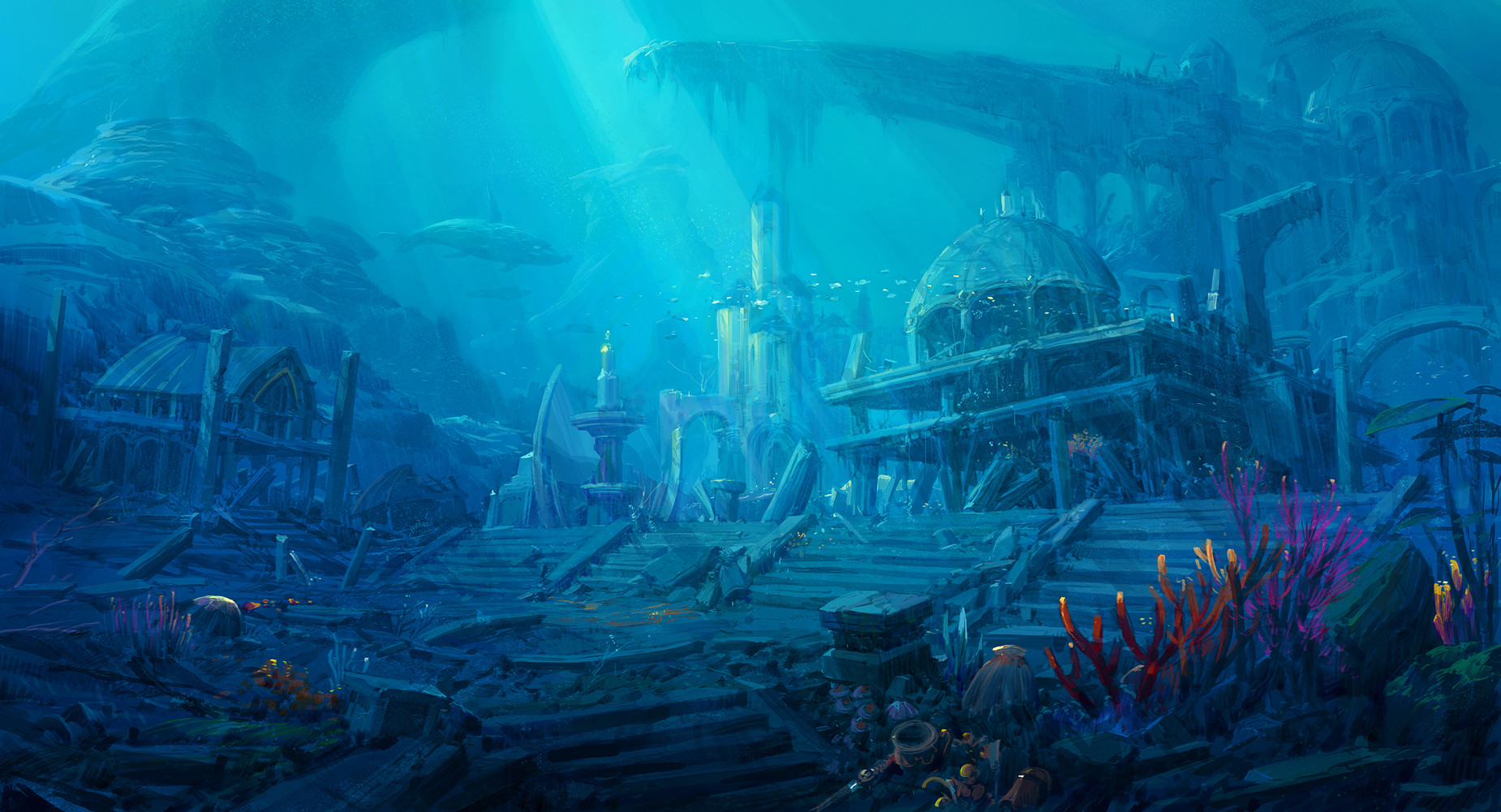 韩国场景绘画大佬一组超震撼的场景插画作品!颇有油画般的艺术感