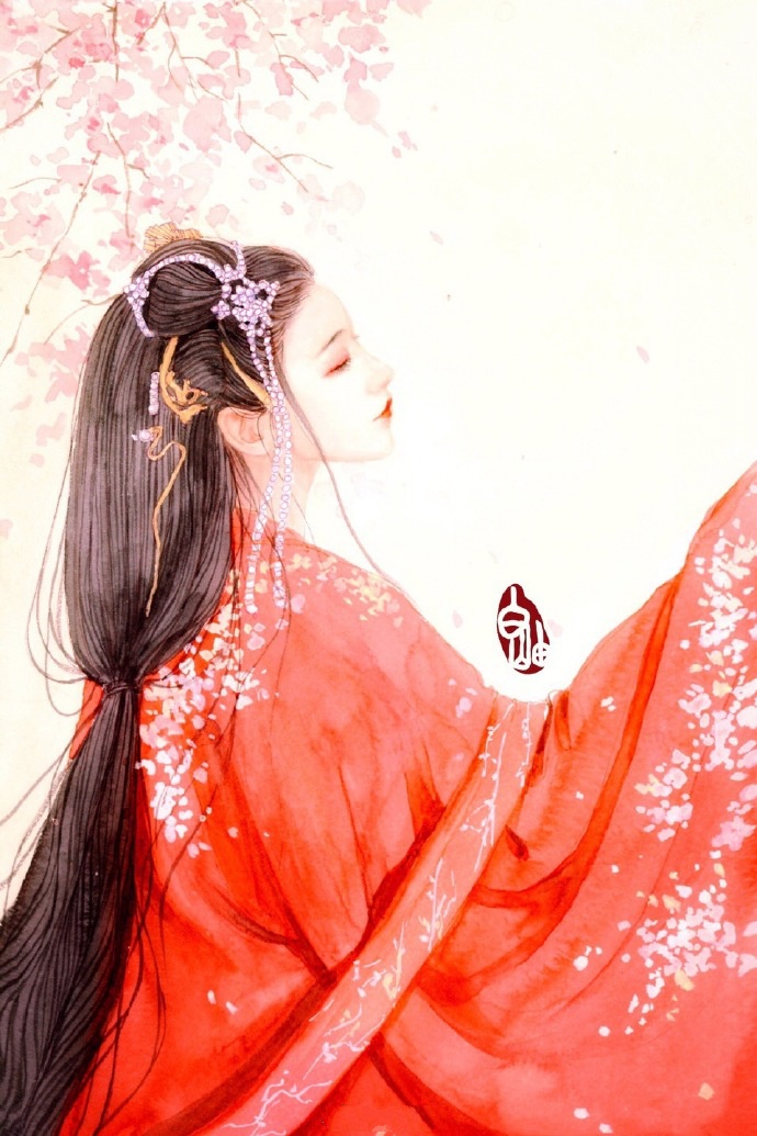 教你画一个好看的古风女子,唯美古风女子手绘图,收藏当壁纸用