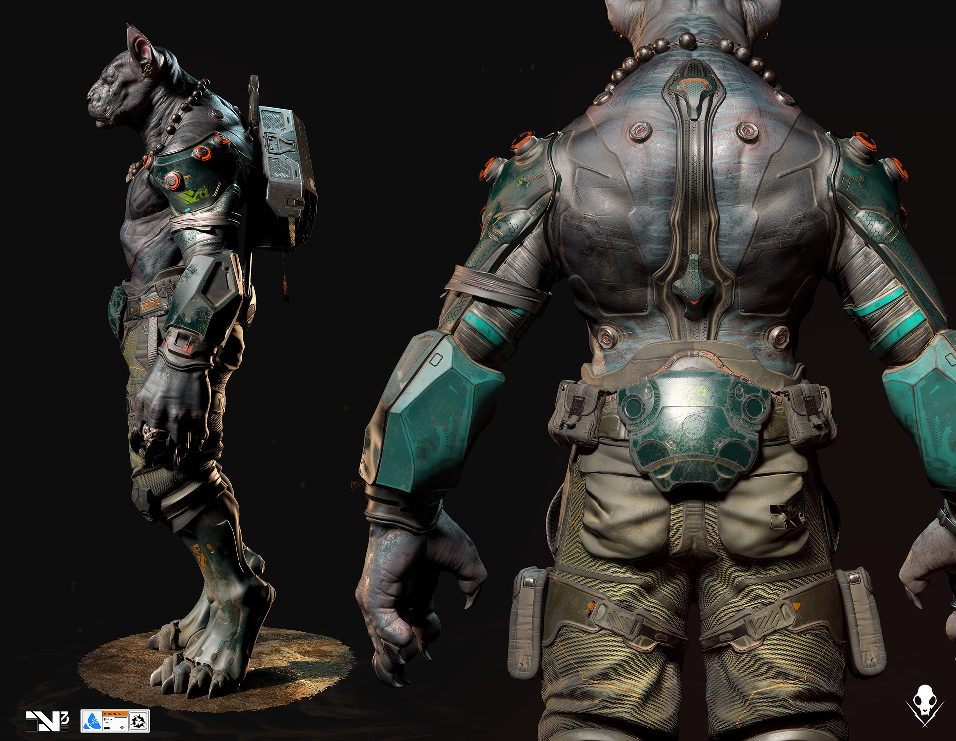 一组基因改造的的士兵 3d建模渲染