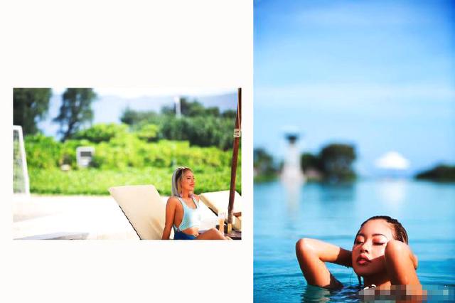 王菊穿泳装大秀事业线 池中戏水身材窈窕性感撩人