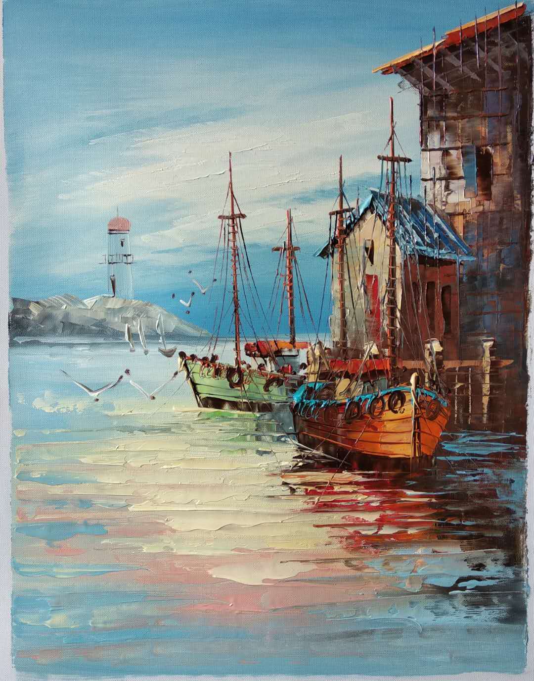 油画行画开稿 欧式风景油画