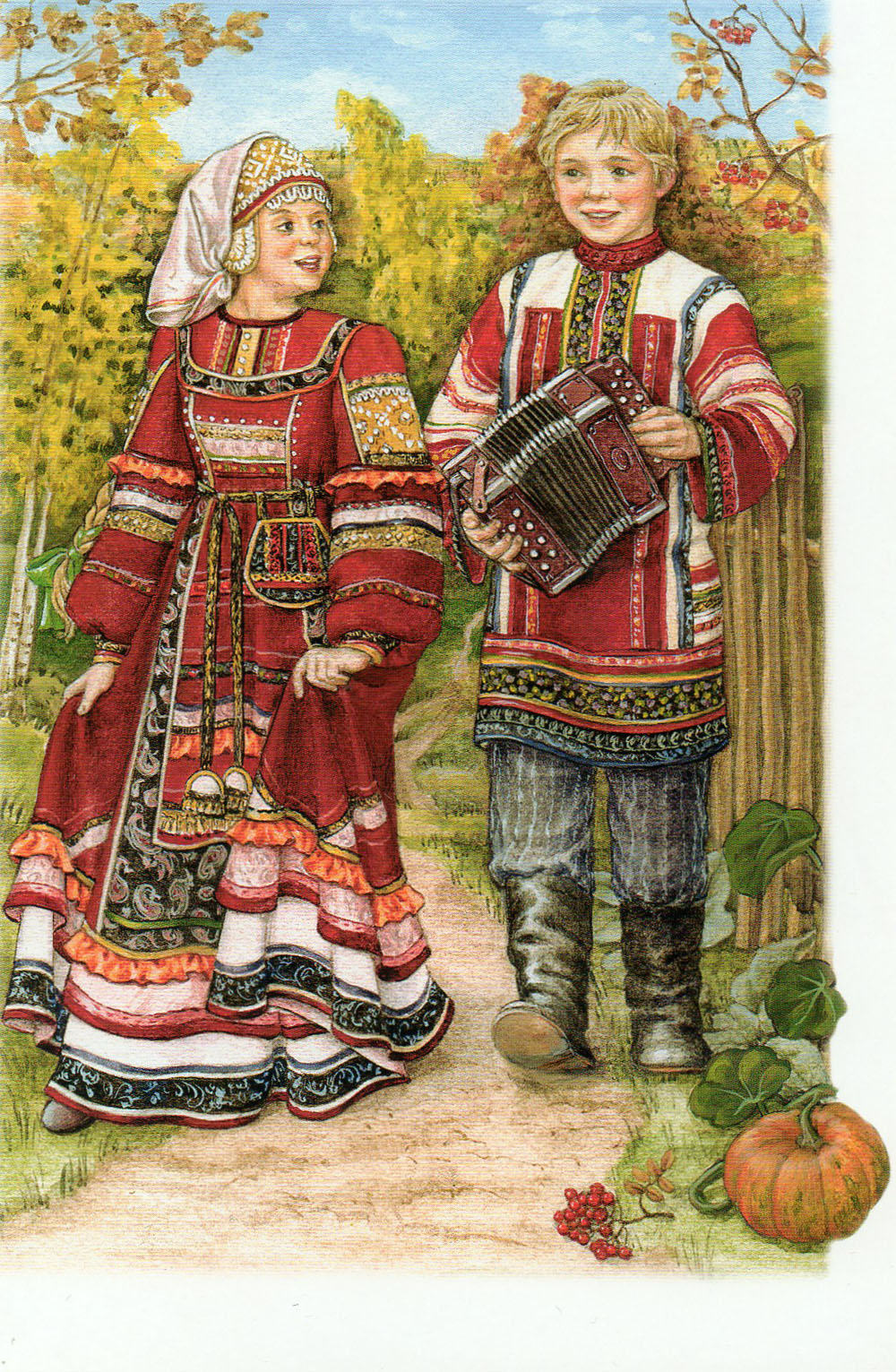 插画:漂亮的俄罗斯民族服饰系列