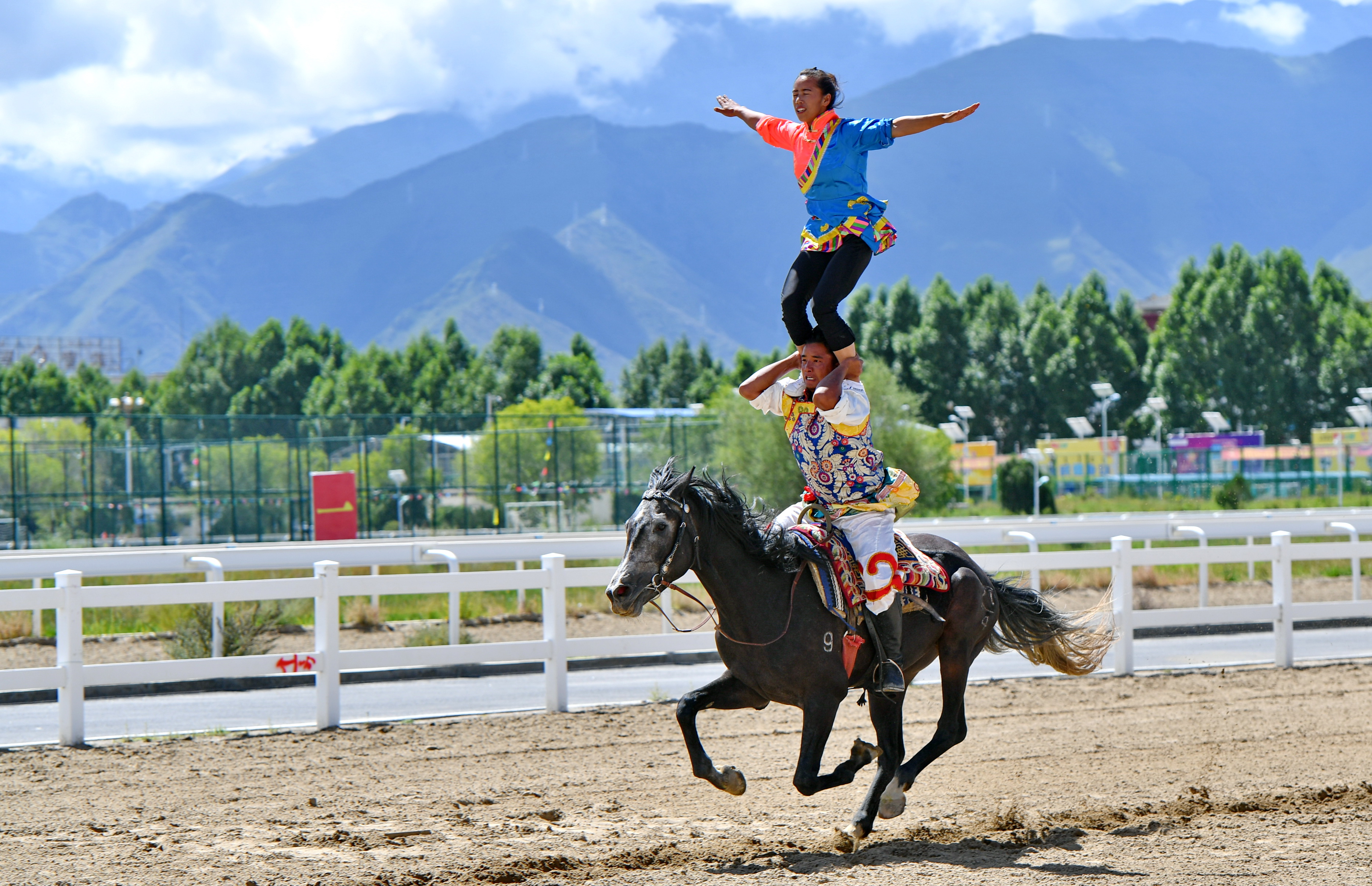 拉萨举行民族传统马术表演及骑牦牛比赛(2)