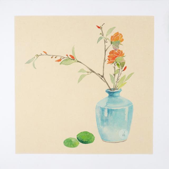 国画小品 文艺插花小景 国画偏写意没骨法