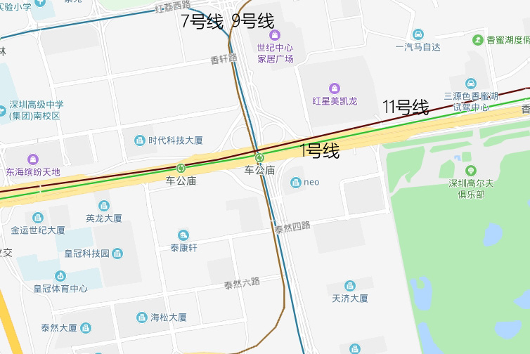 深圳地铁车公庙站  4线八方向