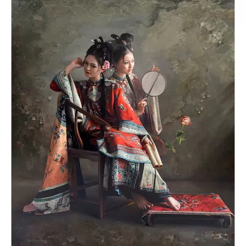 王明月油画作品欣赏 超写实中国古典风格,太美了,值得收藏!