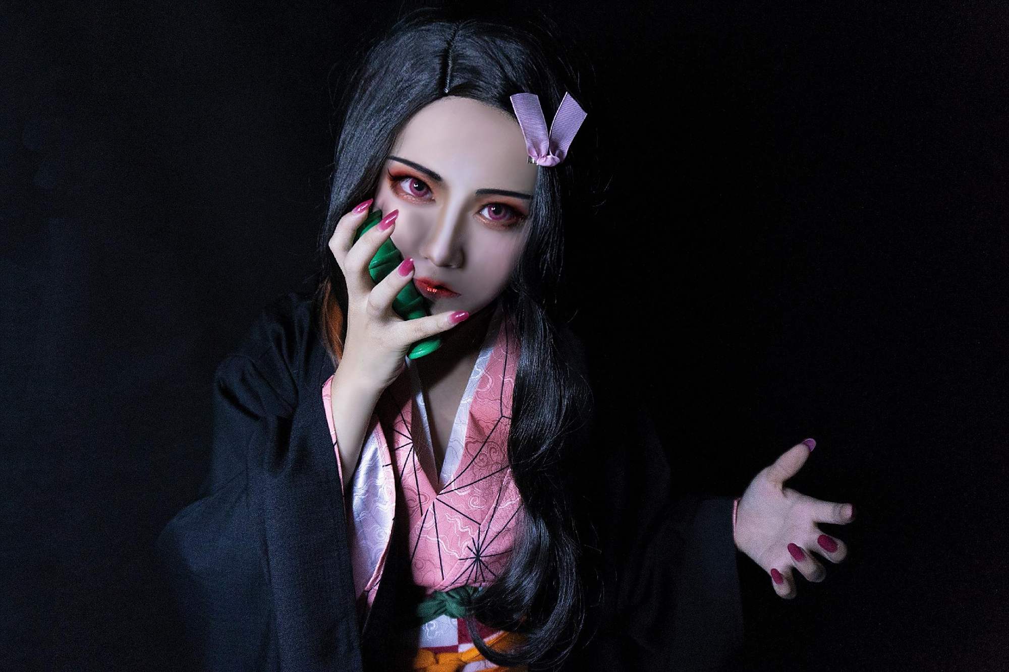 「鬼灭之刃」灶门祢豆子cos,这是不是你想要的妹妹